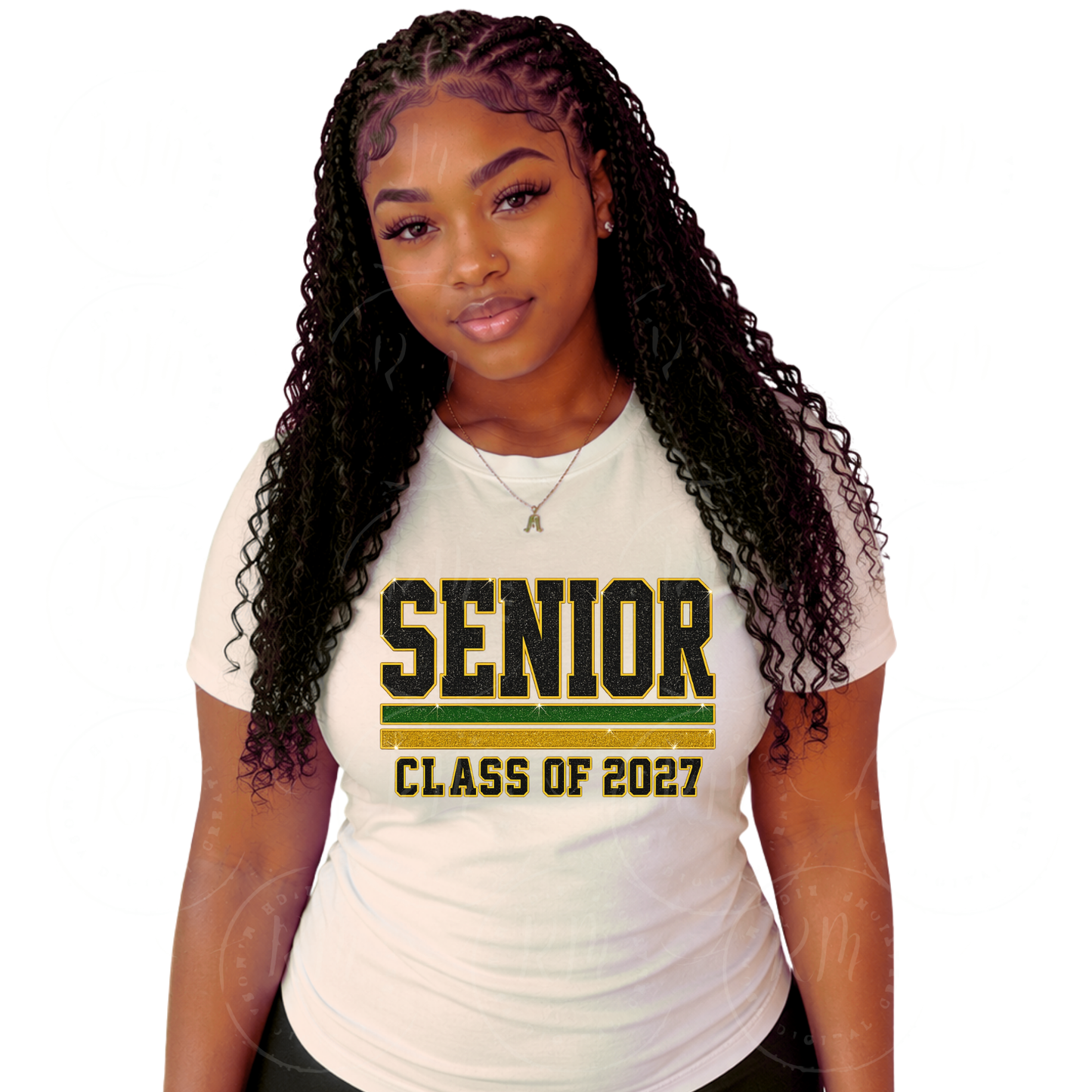 Senior Class of 2027 PNG | Graduation Shirt Design | Varsity Faux Glitter Sublimation | Digital Download