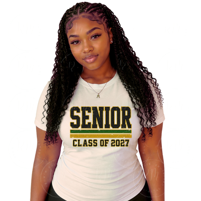 Senior Class of 2027 PNG | Graduation Shirt Design | Varsity Faux Glitter Sublimation | Digital Download