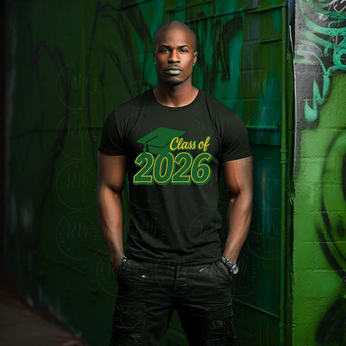 2026 Graduation Clipart, Class of 2026 Green and Yellow, Grad Gift (Digital Download)