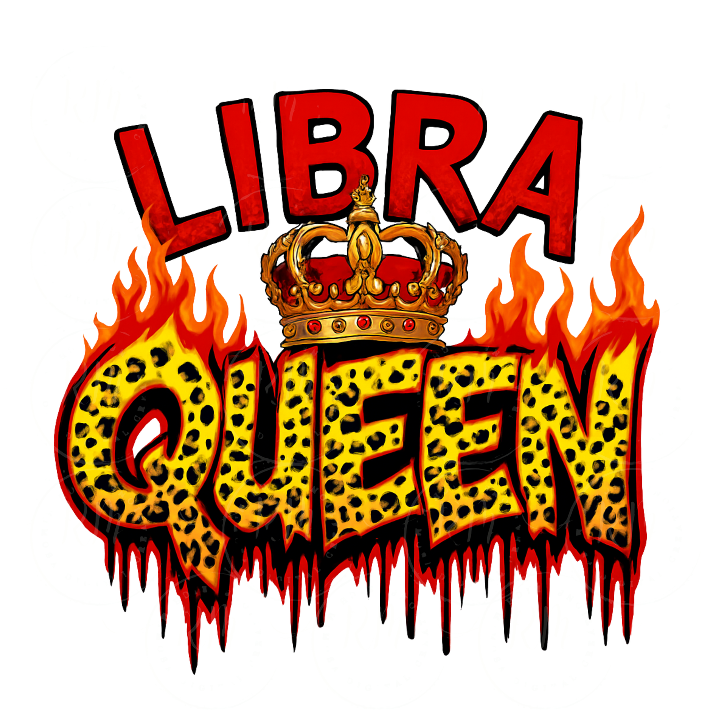 Libra Queen Leopard Print PNG Clipart: Zodiac Crown Flames (Digital Download)