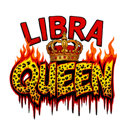 Libra Queen Leopard Print PNG Clipart: Zodiac Crown Flames (Digital Download)