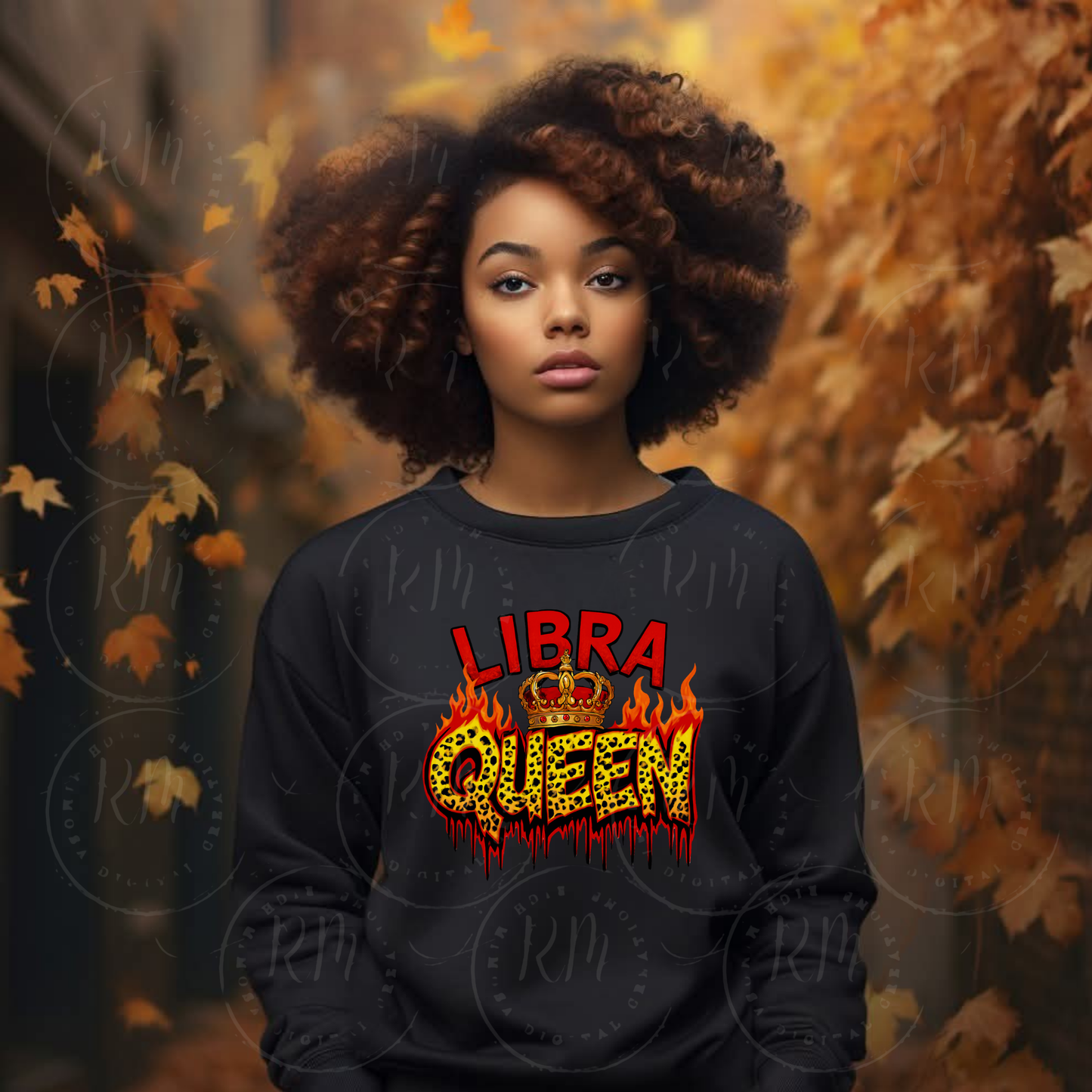 Libra Queen Leopard Print PNG Clipart: Zodiac Crown Flames (Digital Download)
