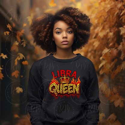 Libra Queen Leopard Print PNG Clipart: Zodiac Crown Flames (Digital Download)