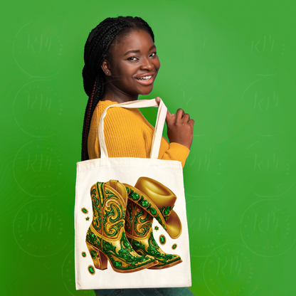 Gold and Green Rhinestone Cowgirl Boots PNG: Western Clipart (Digital Download)