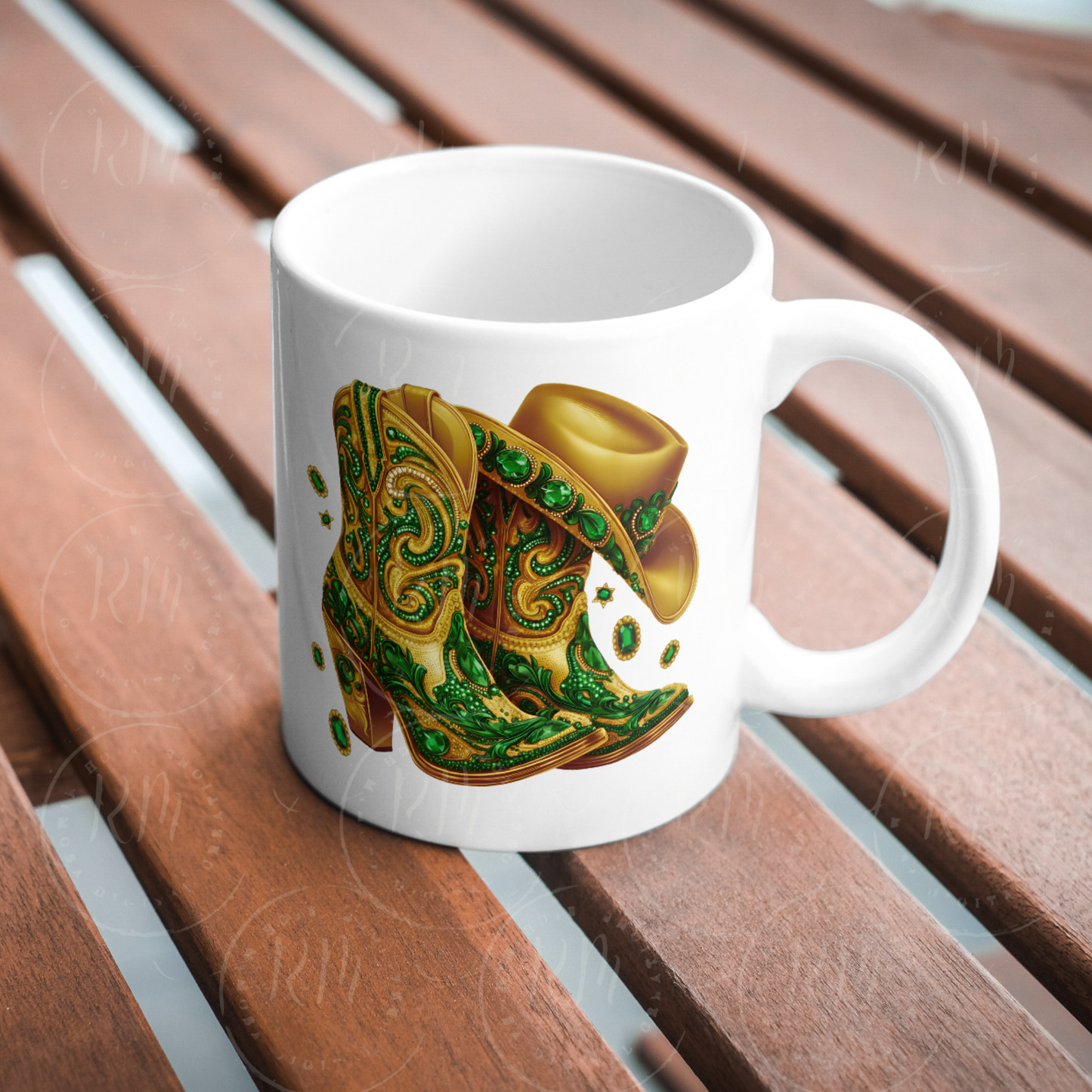 Gold and Green Rhinestone Cowgirl Boots PNG: Western Clipart (Digital Download)