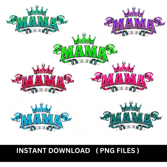 Mama Crown PNG Bundle | Bling Resell Designs | Mother’s Day Design | Sublimation PNG | Mama Shirt Design | Digital Download