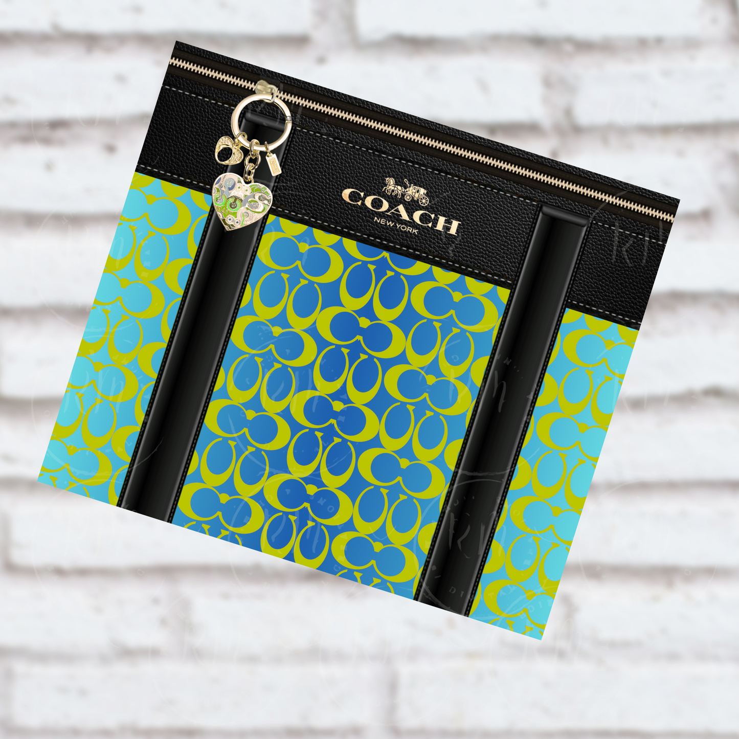 Purse Tumbler Template, Blue and Yellow Designer Purse, Editable Tumbler Template, Custom Digital Purse Wrap, Gift for Her, Canva DIY