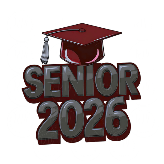 Senior 2026 Clipart - Maroon & Gray Graphics for Grad Gifts, 2026 Grad, DIY Scrapbooking and Invitations, Senior Apparel Design, Grad Gift
