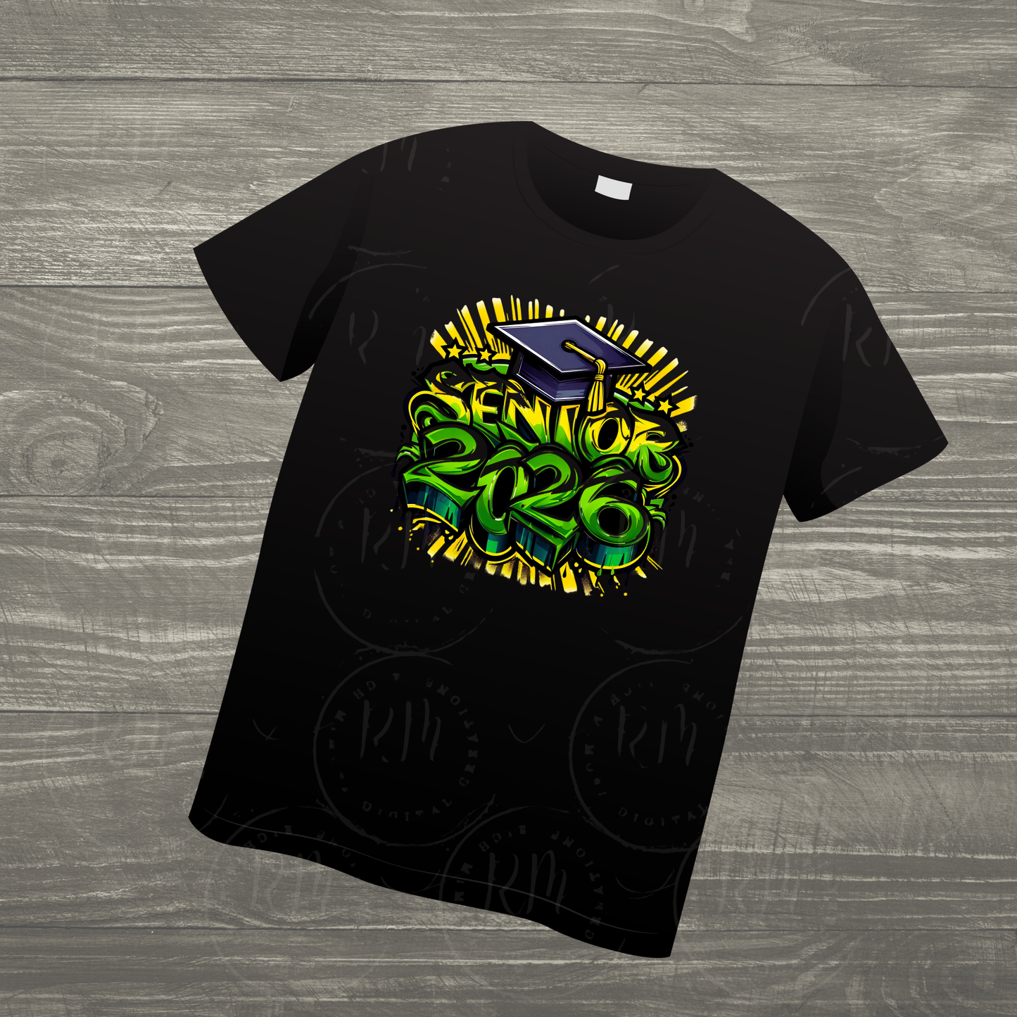 Senior 2026 Clipart: Green and Gold Graffiti Senior Clipart, Digital Download