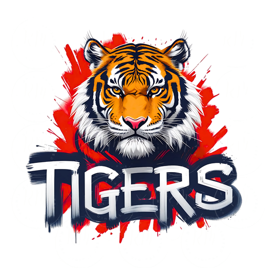 Jackson State Inspired Tiger Mascot Clipart – Bold JSU Spirit Animal Design with Red Splash Background