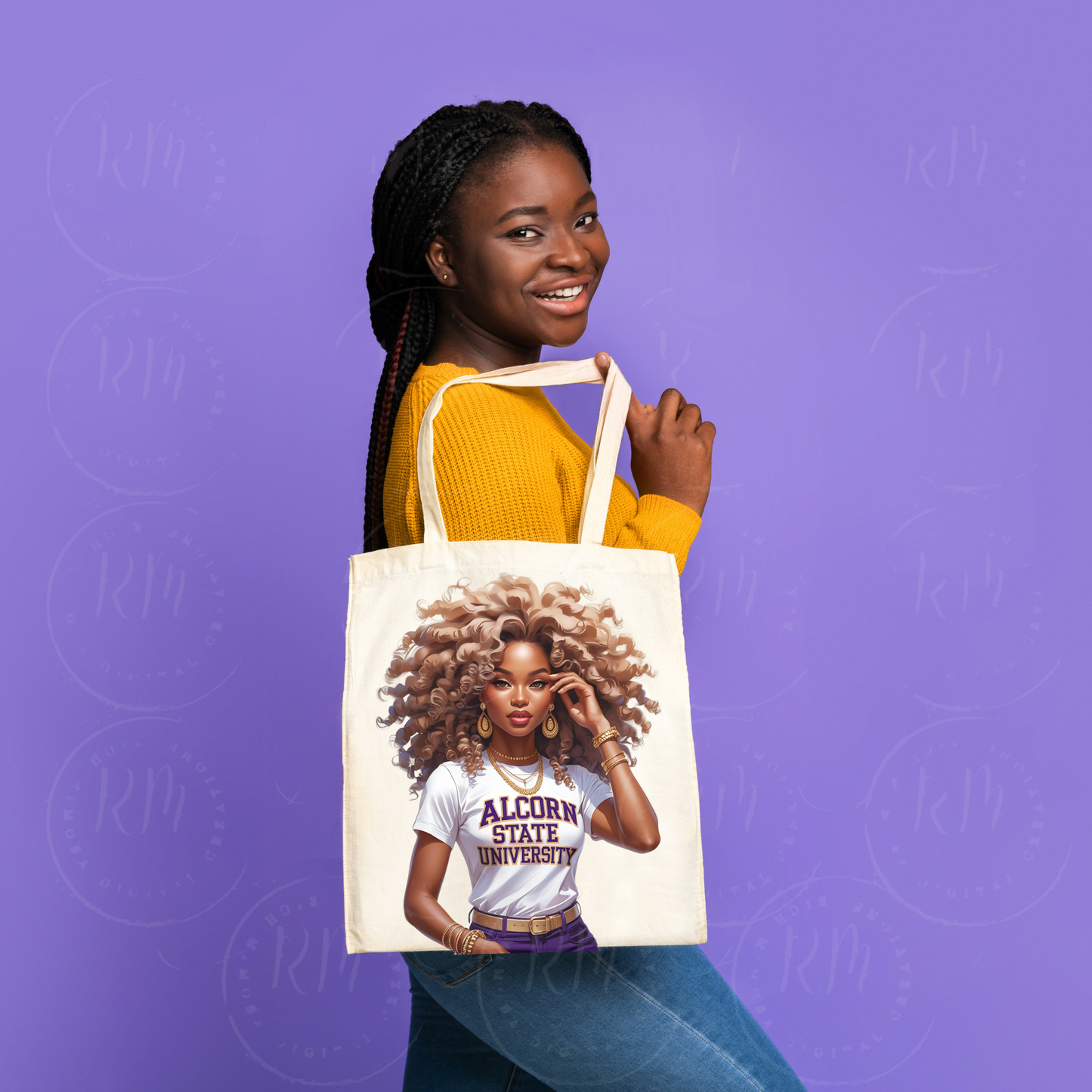 Alcorn State University PNG | Black Woman Clipart with Afro Curls | HBCU Pride Digital Download | Sublimation & Craft Design
