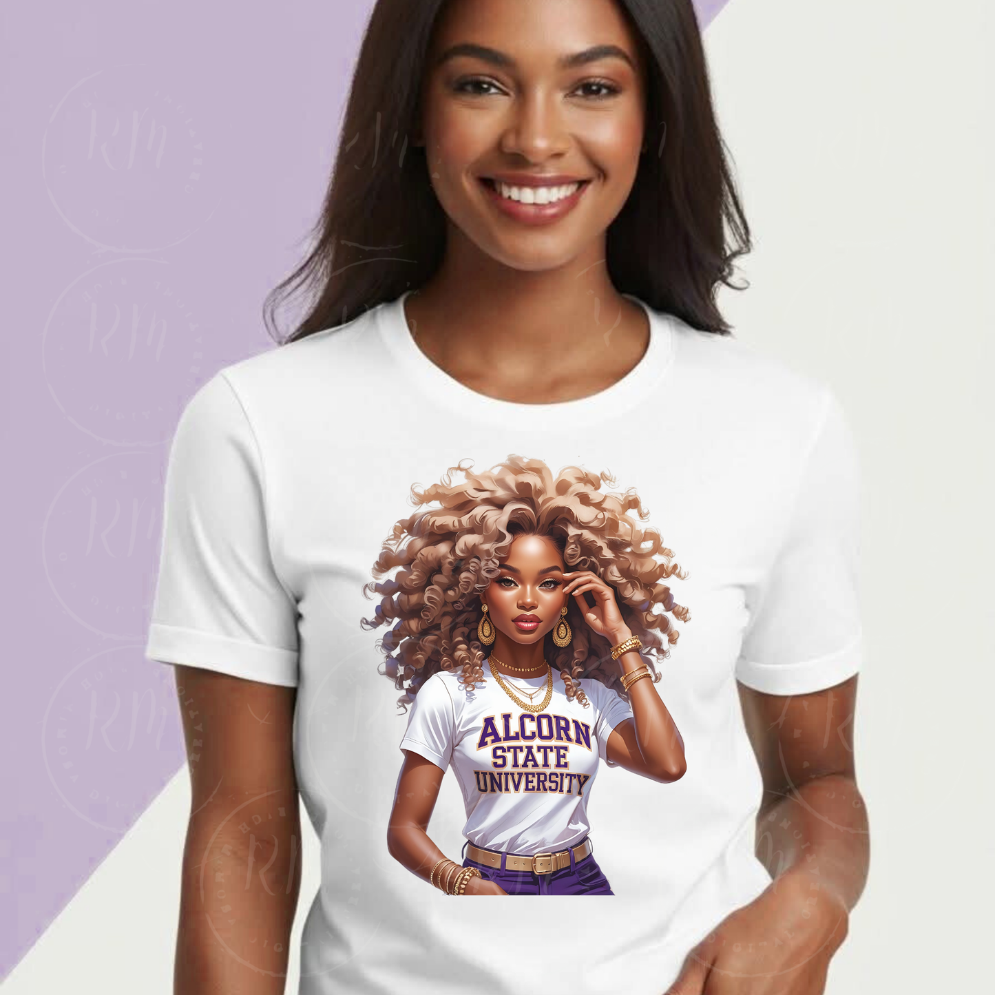 Alcorn State University PNG | Black Woman Clipart with Afro Curls | HBCU Pride Digital Download | Sublimation & Craft Design