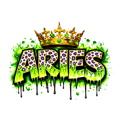 Aries Gold Crown PNG | Dripping Graffiti Zodiac Design (Digital Download)