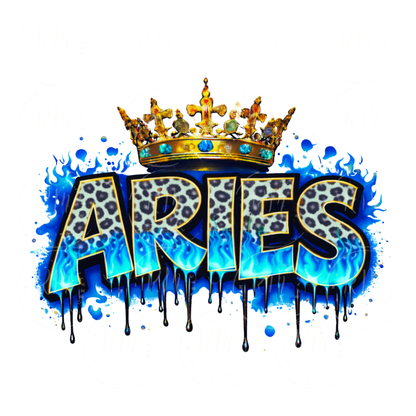 Aries Queen King PNG | Fiery Turquoise Leopard Graffiti Crown Graphic (Digital Download)