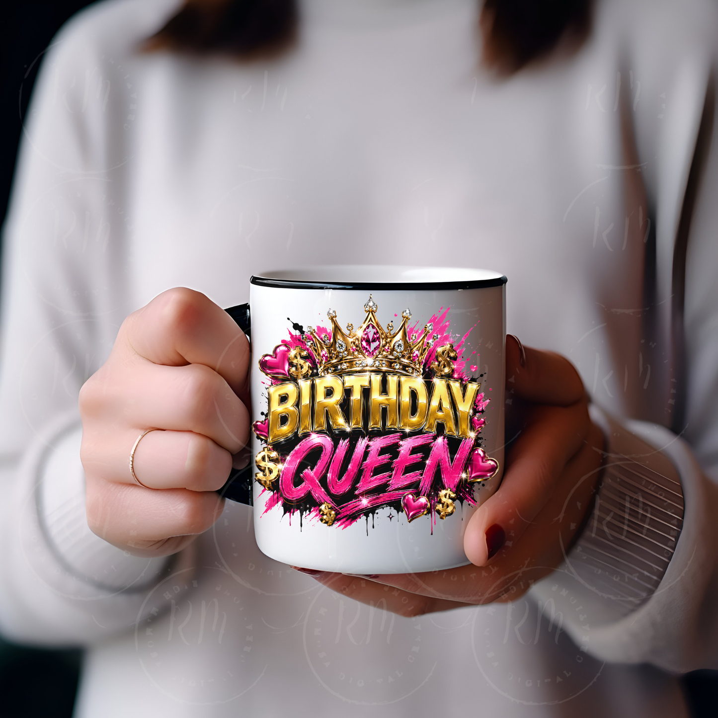 Birthday Queen PNG | Gold and Pink Birthday Design | Glam Birthday Girl PNG | Crown Birthday Sublimation | Birthday Shirt Design
