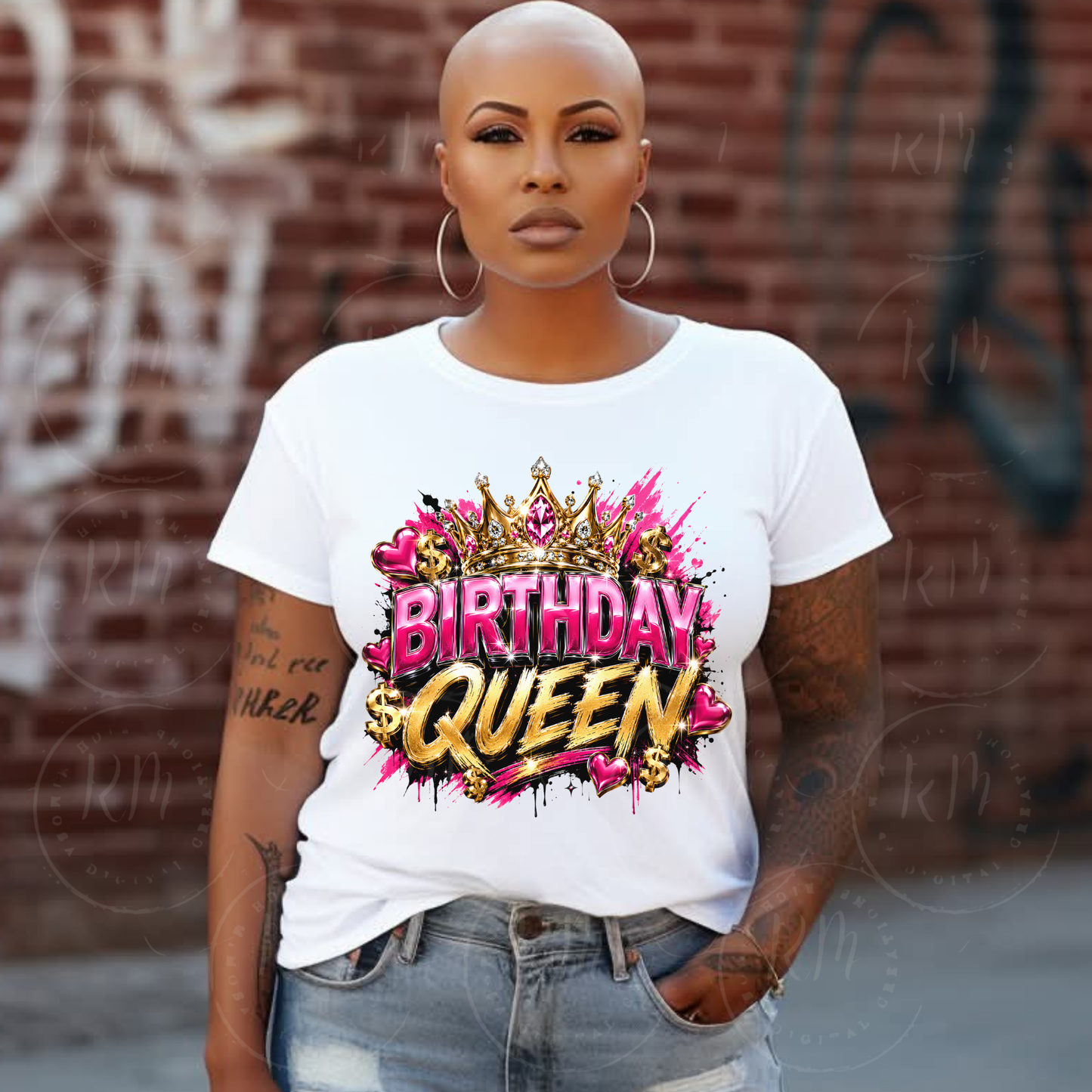 Birthday Queen PNG | Pink and Gold Birthday Design | Glam Birthday Girl PNG | Crown Birthday Sublimation | Birthday Shirt Design