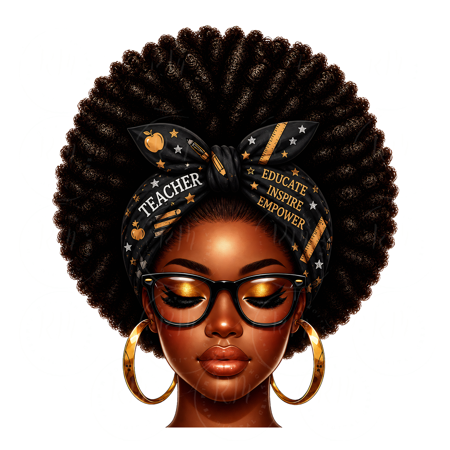 Black Teacher PNG, Afro Teacher Design, Educate Inspire Empower, Teacher Sublimation PNG, Black Woman Teacher Clipart