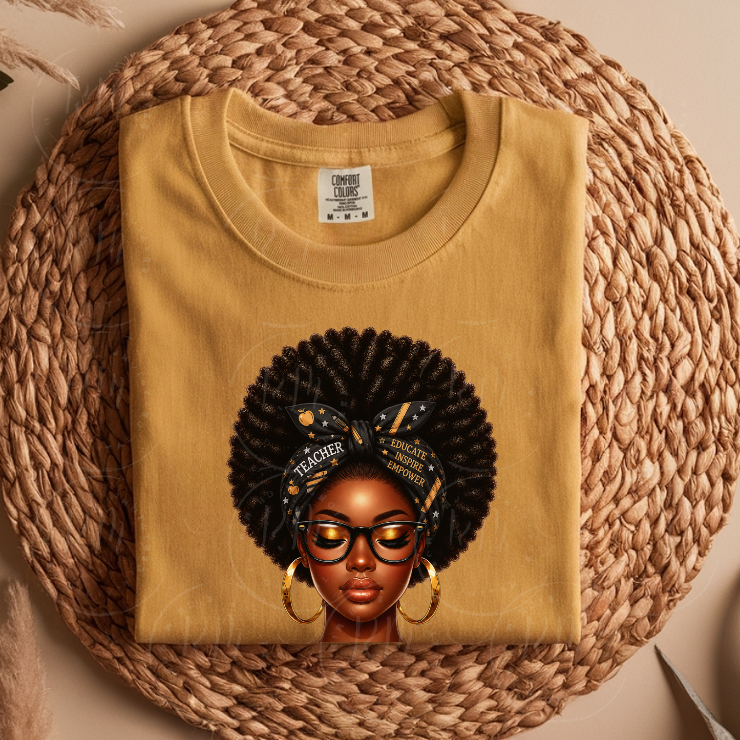 Black Teacher PNG, Afro Teacher Design, Educate Inspire Empower, Teacher Sublimation PNG, Black Woman Teacher Clipart