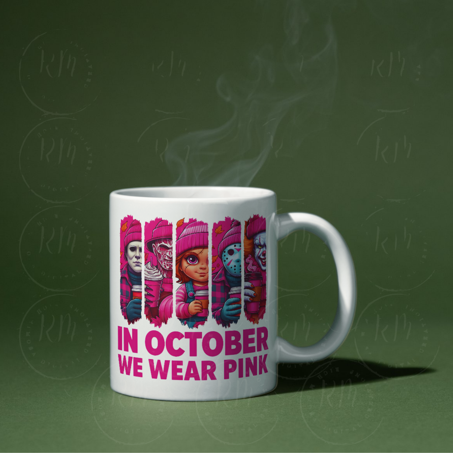 In October We Wear Pink Clipart | Horror Style Pink PNG | Halloween Breast Cancer Awareness Digital Download | Sublimation Art