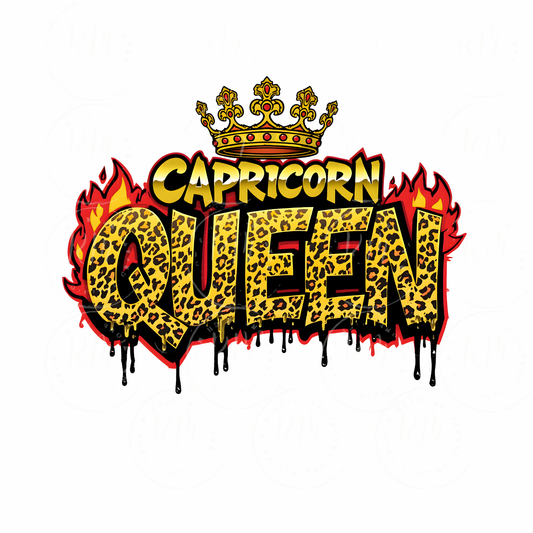 Capricorn Queen Leopard Print PNG | Zodiac Astrology (Digital Download)