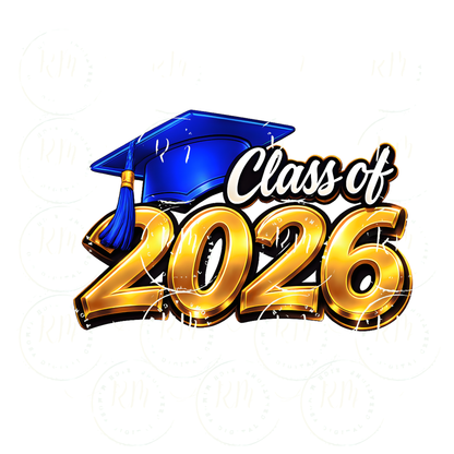 Blue and Gold Class of 2026 Graduation Clipart: DIY Scrapbooking (Digital Download)