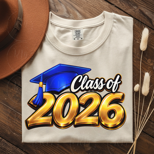 Blue and Gold Class of 2026 Graduation Clipart: DIY Scrapbooking (Digital Download)