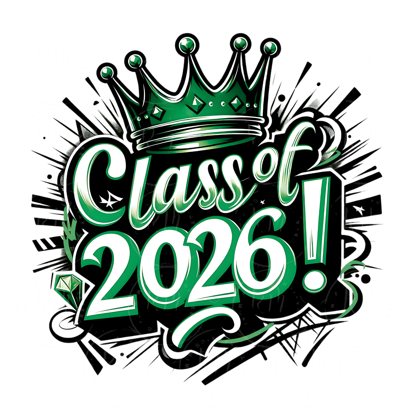 Class of 2026 Clipart Green & White Graphics Digital Download for Graduation Decor and Invitations