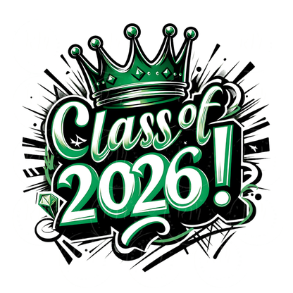 Class of 2026 Clipart Green & White Graphics Digital Download for Graduation Decor and Invitations