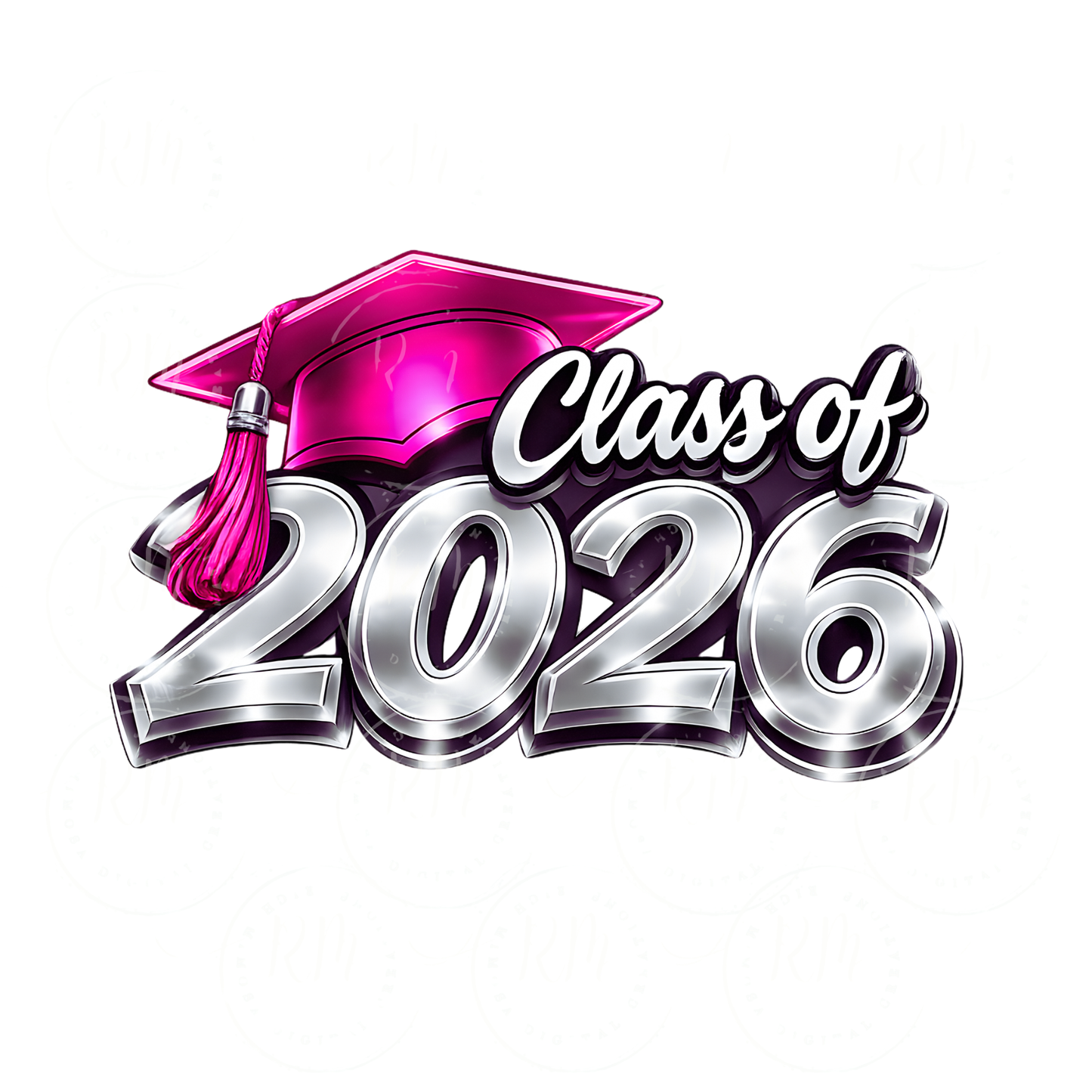Pink and Silver Class of 2026 Graduation Clipart: DIY Scrapbooking (Digital Download)