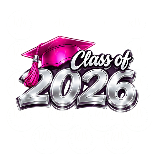 Pink and Silver Class of 2026 Graduation Clipart: DIY Scrapbooking (Digital Download)