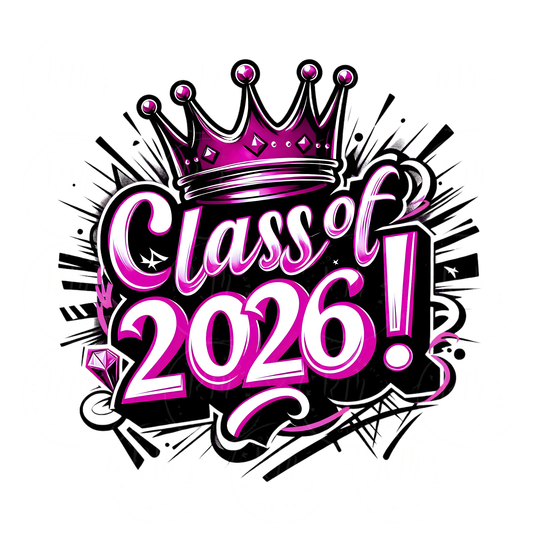 Class of 2026 Clipart Pink & White Graphics Digital Download for Graduation Decor and Invitations