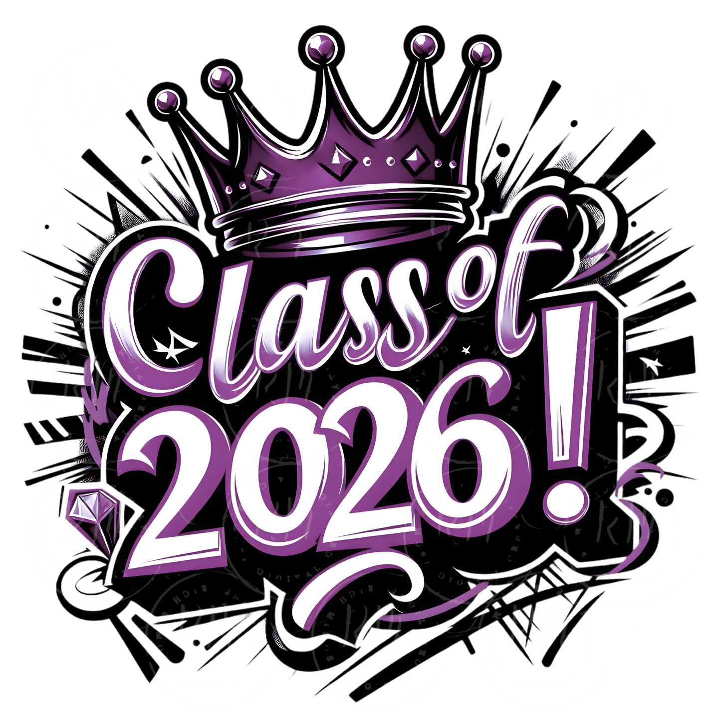 Class of 2026 Clipart Purple & White Graphics Digital Download for Graduation Decor and Invitations