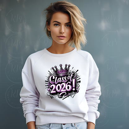 Class of 2026 Clipart Purple & White Graphics Digital Download for Graduation Decor and Invitations