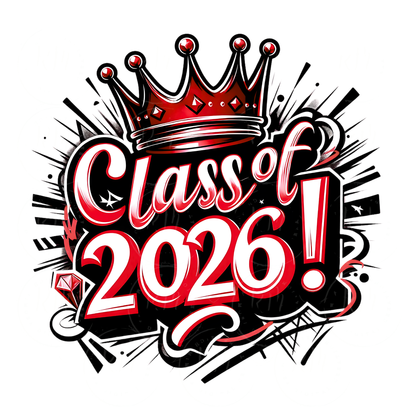 Class of 2026 Clipart Red & White Graphics Digital Download for Graduation Decor and Invitations