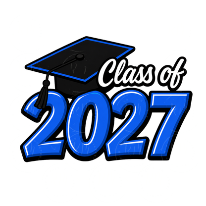 Class of 2027 PNG, Graduation PNG, Senior 2027 Sublimation Design, Blue, Black and White Grad Cap PNG, Graduate Shirt Design Download