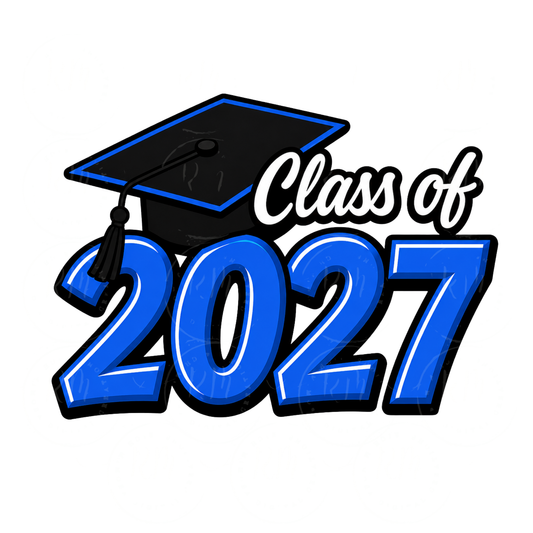 Class of 2027 PNG, Graduation PNG, Senior 2027 Sublimation Design, Blue, Black and White Grad Cap PNG, Graduate Shirt Design Download