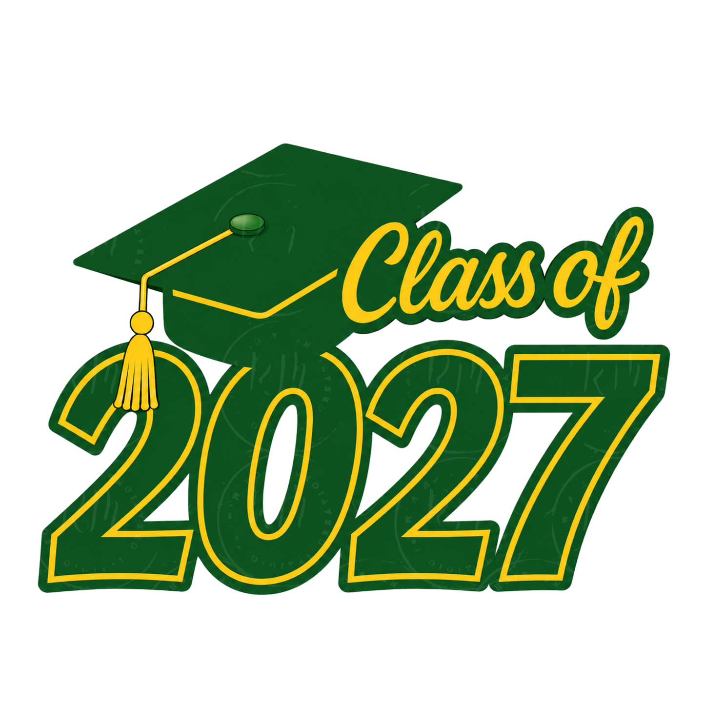 2027 Graduation Clipart, Class of 2027 Green and Yellow, Grad Gift (Digital Download)