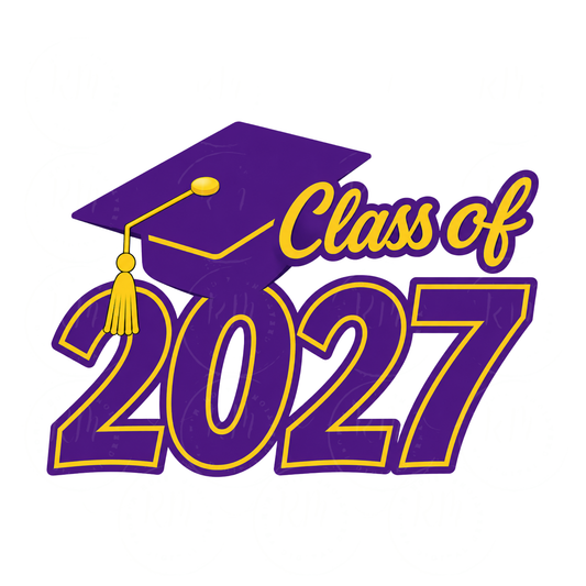 Class of 2027 PNG, Graduation PNG, Senior 2027 Sublimation Design, Purple And Yellow Grad Cap PNG, Graduate Shirt Design Download