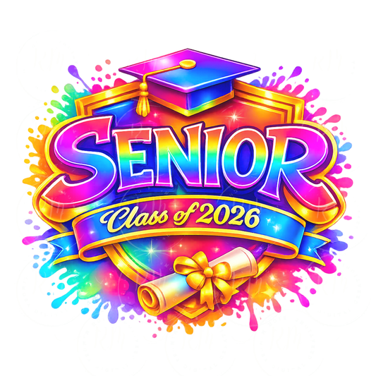Senior Class of 2026 PNG, Vibrant Colorful Graduation Clipart, Sublimation Design (Digital Download)