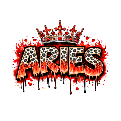 Aries Queen King PNG | Fiery Leopard Graffiti Crown Graphic (Digital Download)