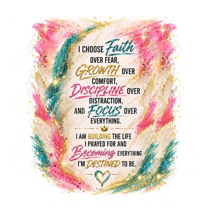 Freebie Friday | Choose Faith Over Fear Inspirational PNG | Motivational Quote Sublimation Design | Printable Digital Download | PLR Included