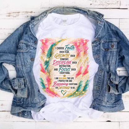 Freebie Friday | Choose Faith Over Fear Inspirational PNG | Motivational Quote Sublimation Design | Printable Digital Download | PLR Included