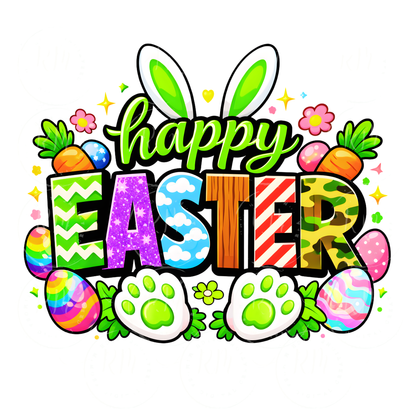 4 Piece Happy Easter PNG Bundle, Easter Bunny Sublimation Designs, Colorful Easter Shirt Graphics, Spring Clipart Set, DTF PNG