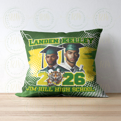 Graduate Pillow, Editable Graduation Pillow Template, Green Custom 2026 Grad Pillow, Canva DIY Grad Gift, Custom Grad Double Sided Pillow