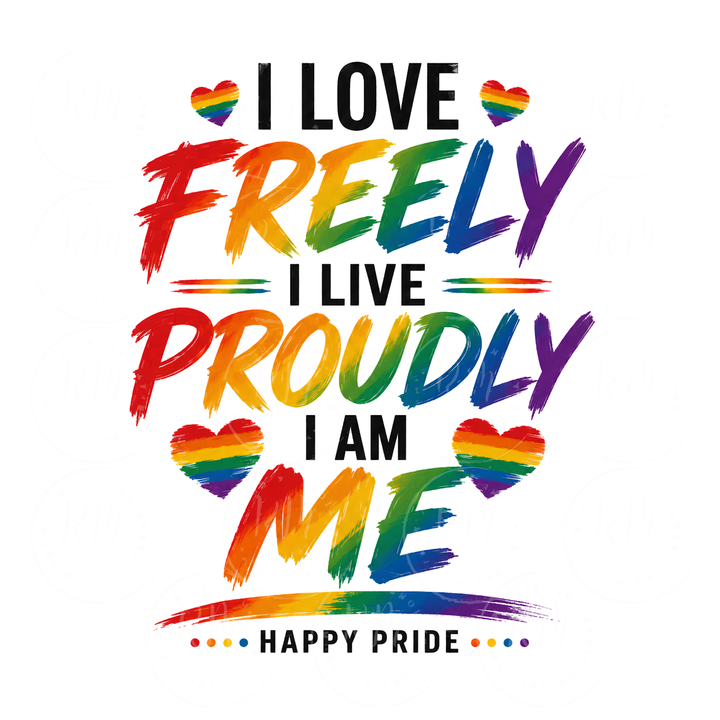I Love Freely I Live Proudly I Am Me PNG | LGBTQ Pride Sublimation Design | Rainbow Pride Quote PNG | Self Love Pride Artwork