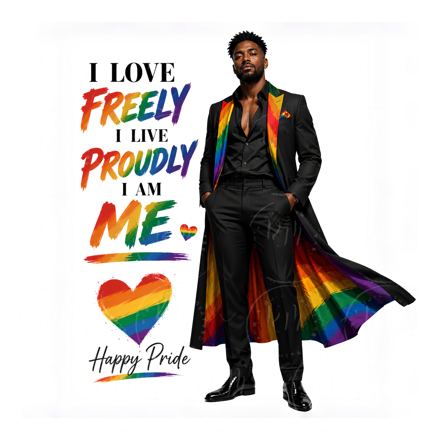 I Love Freely I Live Proudly I Am Me PNG | LGBTQ Pride Male PNG | Rainbow Pride Man Design | Pride Sublimation PNG | Gay Pride Artwork