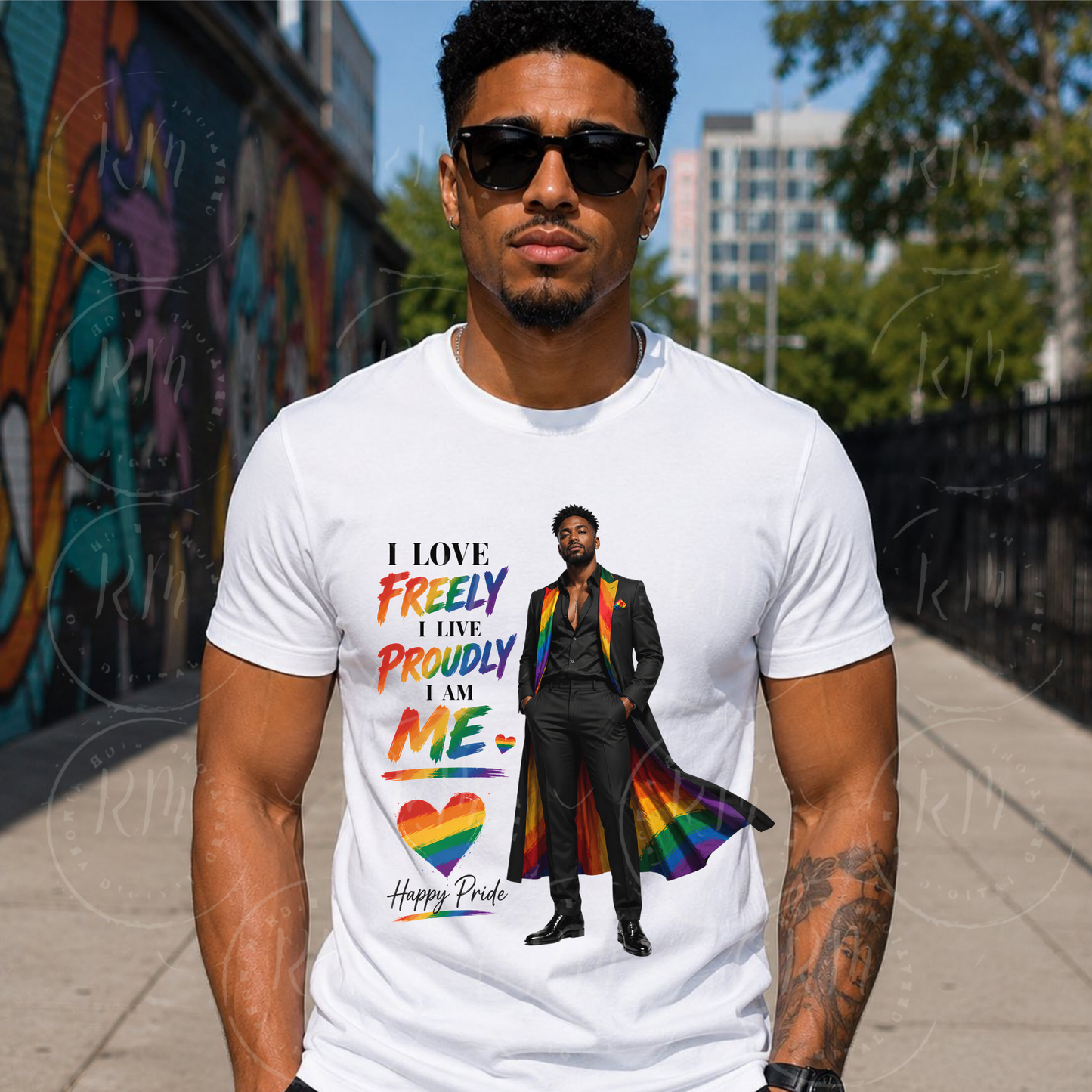 I Love Freely I Live Proudly I Am Me PNG | LGBTQ Pride Male PNG | Rainbow Pride Man Design | Pride Sublimation PNG | Gay Pride Artwork