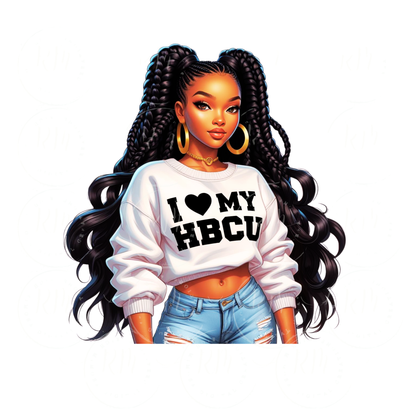 I Love My HBCU Girl Clipart, HBCU PNG for T-Shirts, Totes and other Merch, Black Woman Sublimation Design