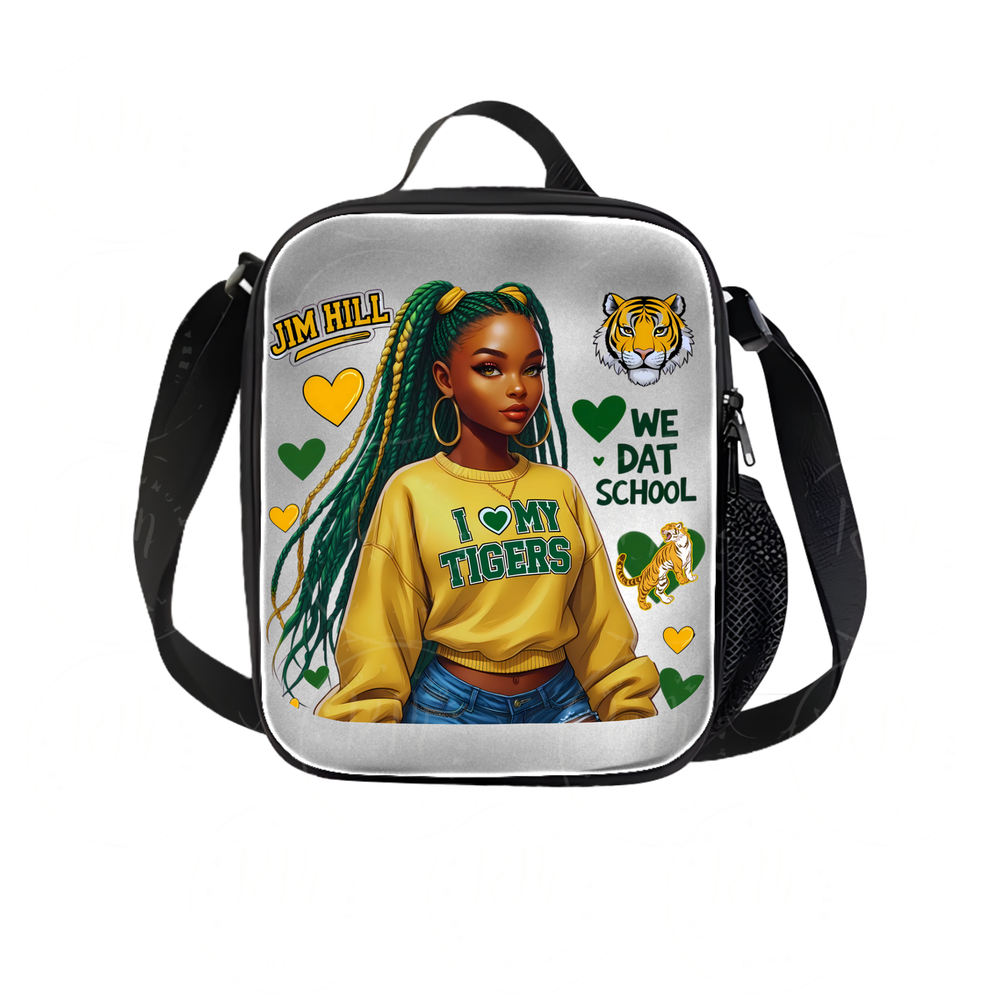 Jim Hill High School Tigers Digital PNG – Black Girl School Spirit Graphic | Yellow & Green Pride Download for T-Shirts, Merch & DIY Projects