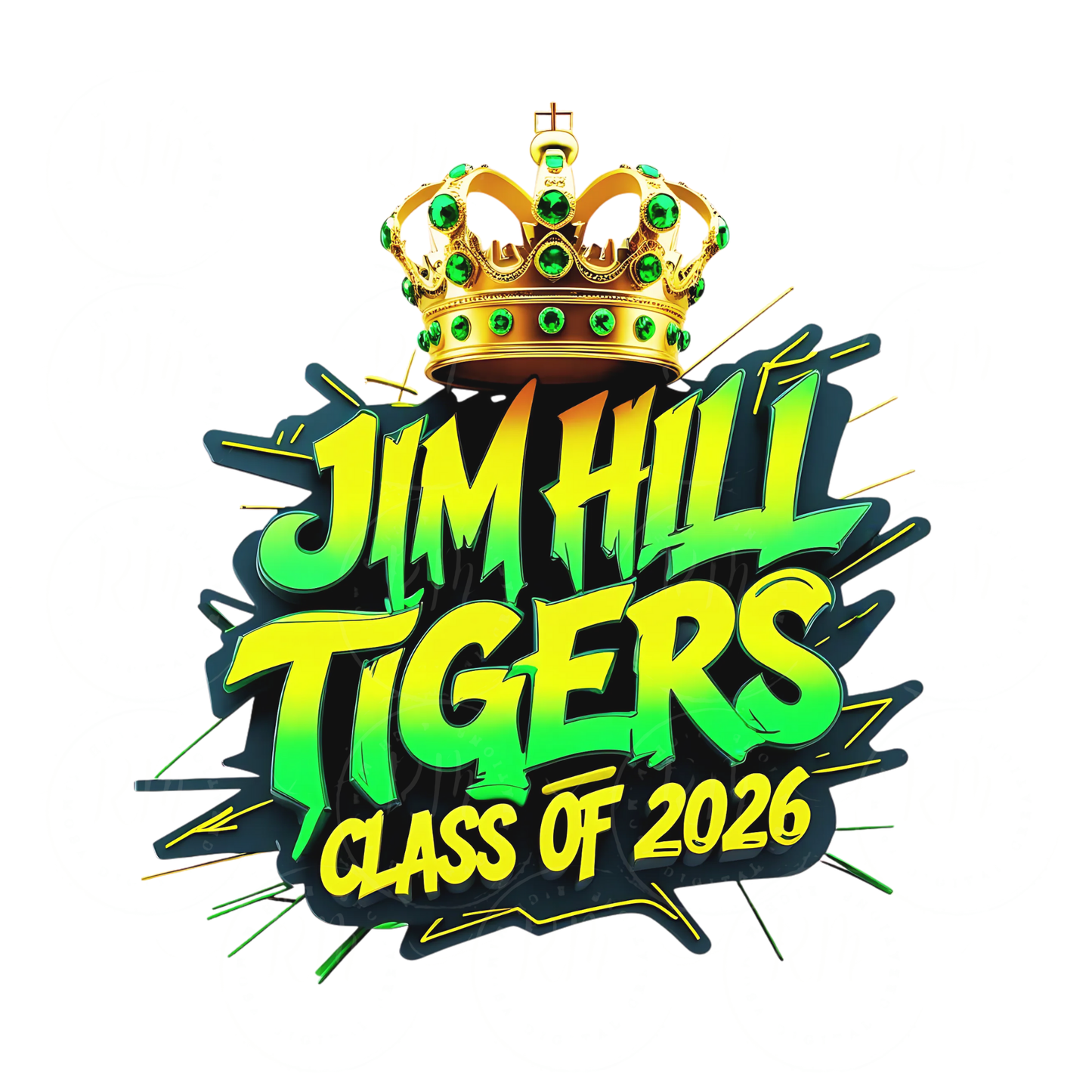 Class of 2026 Clipart, Jim HIll High School PNG – Green and Yellow Graphic for School Spirit Shirts, Graduation Gear & More